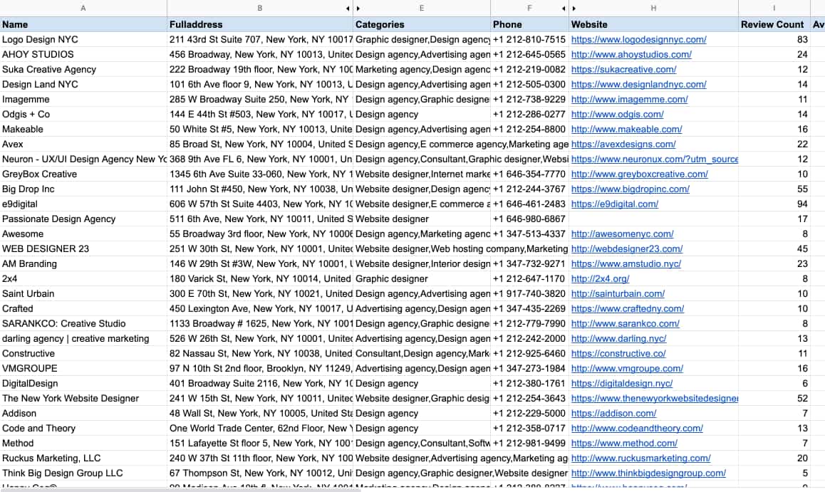 Google Maps Lead Data